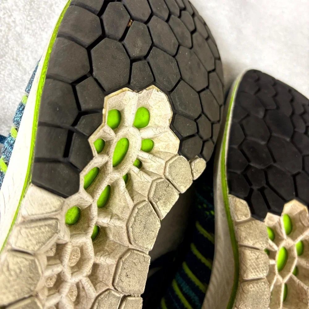Nike Zoom Flyknit Streak 835994-400 Mens US 9.5 Shoes Blue‎ Black Green Sneakers
